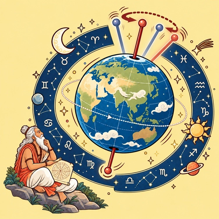 Illustration of Earth's axial precession and the Sidereal Zodiac