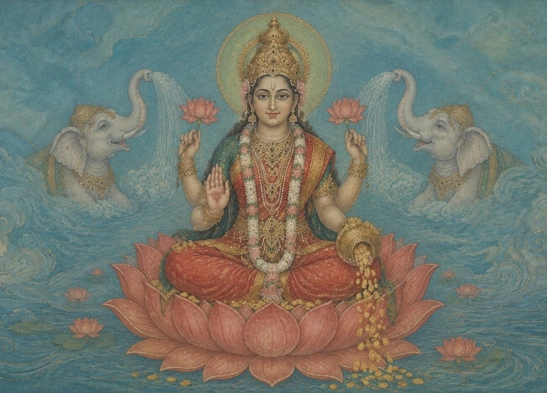 Artistic illustration of Goddess Lakshmi